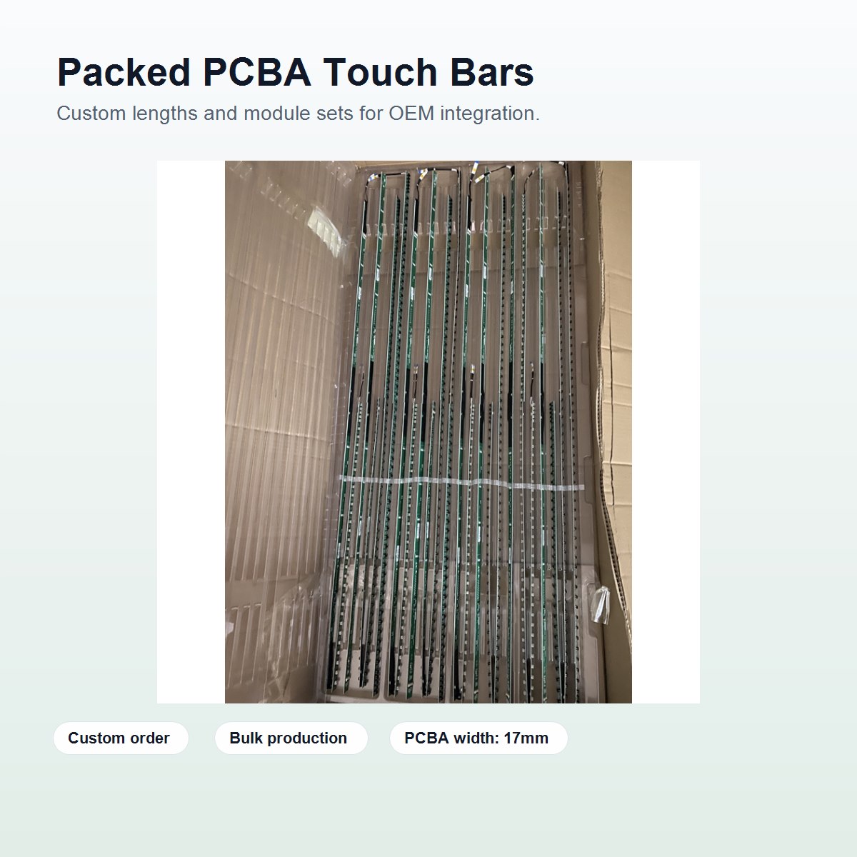 Packed infrared touch PCBA bars