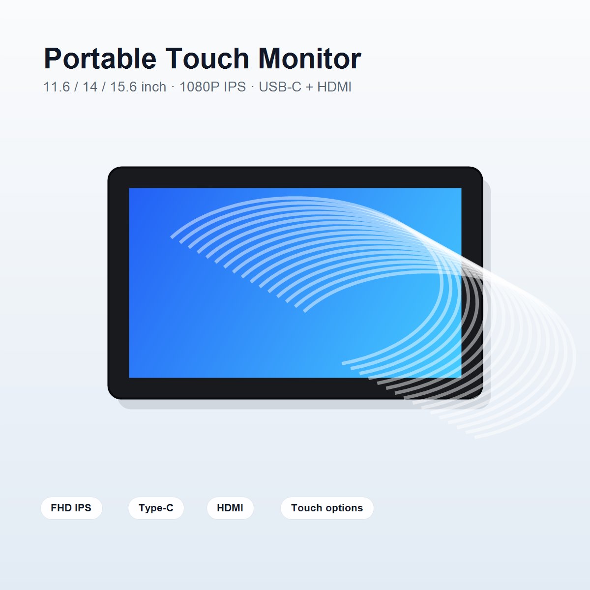 Portable touch monitor front view