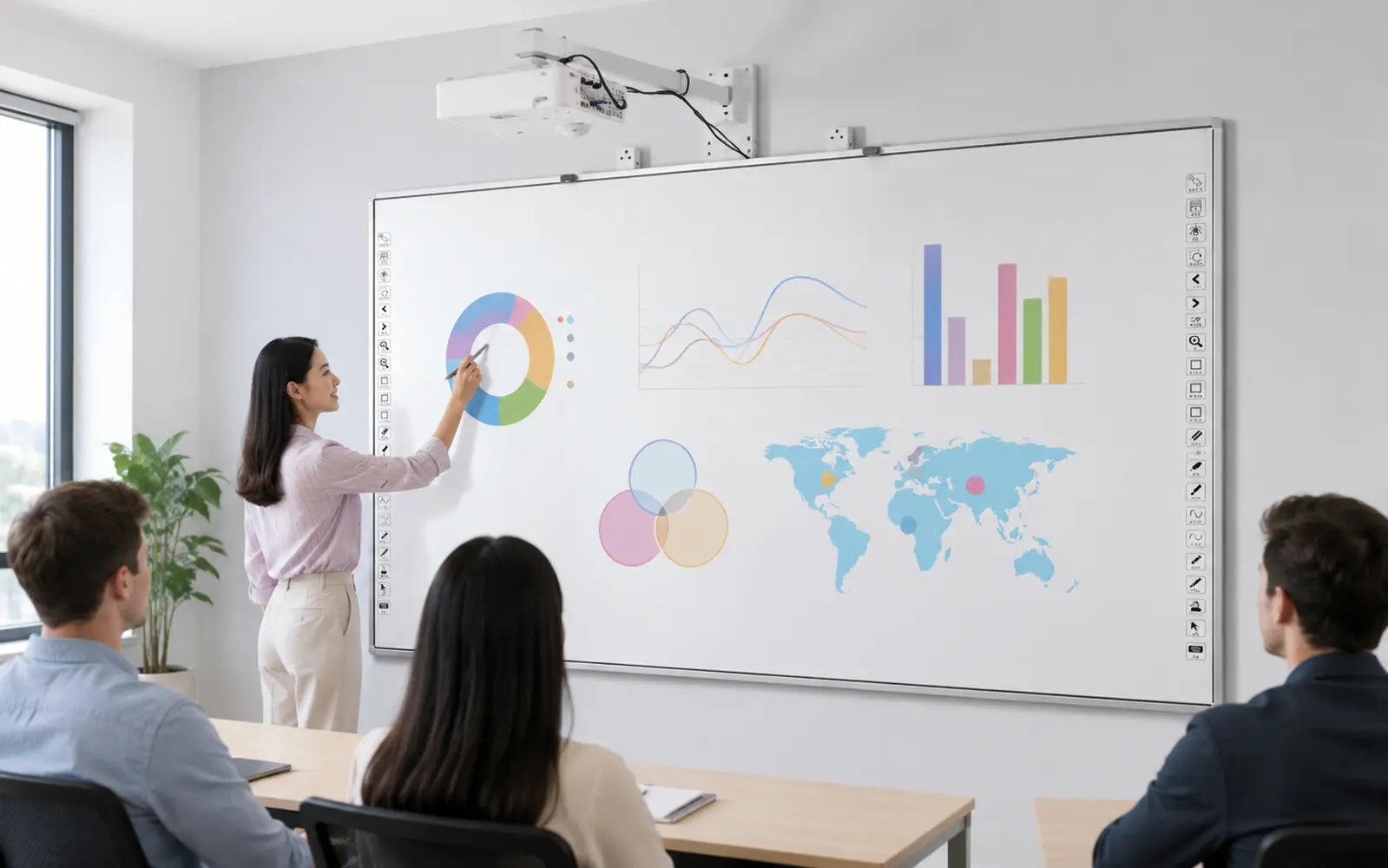 Infrared interactive whiteboard for classroom and conference room