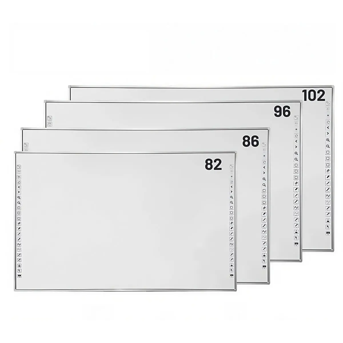 Infrared interactive whiteboard size options