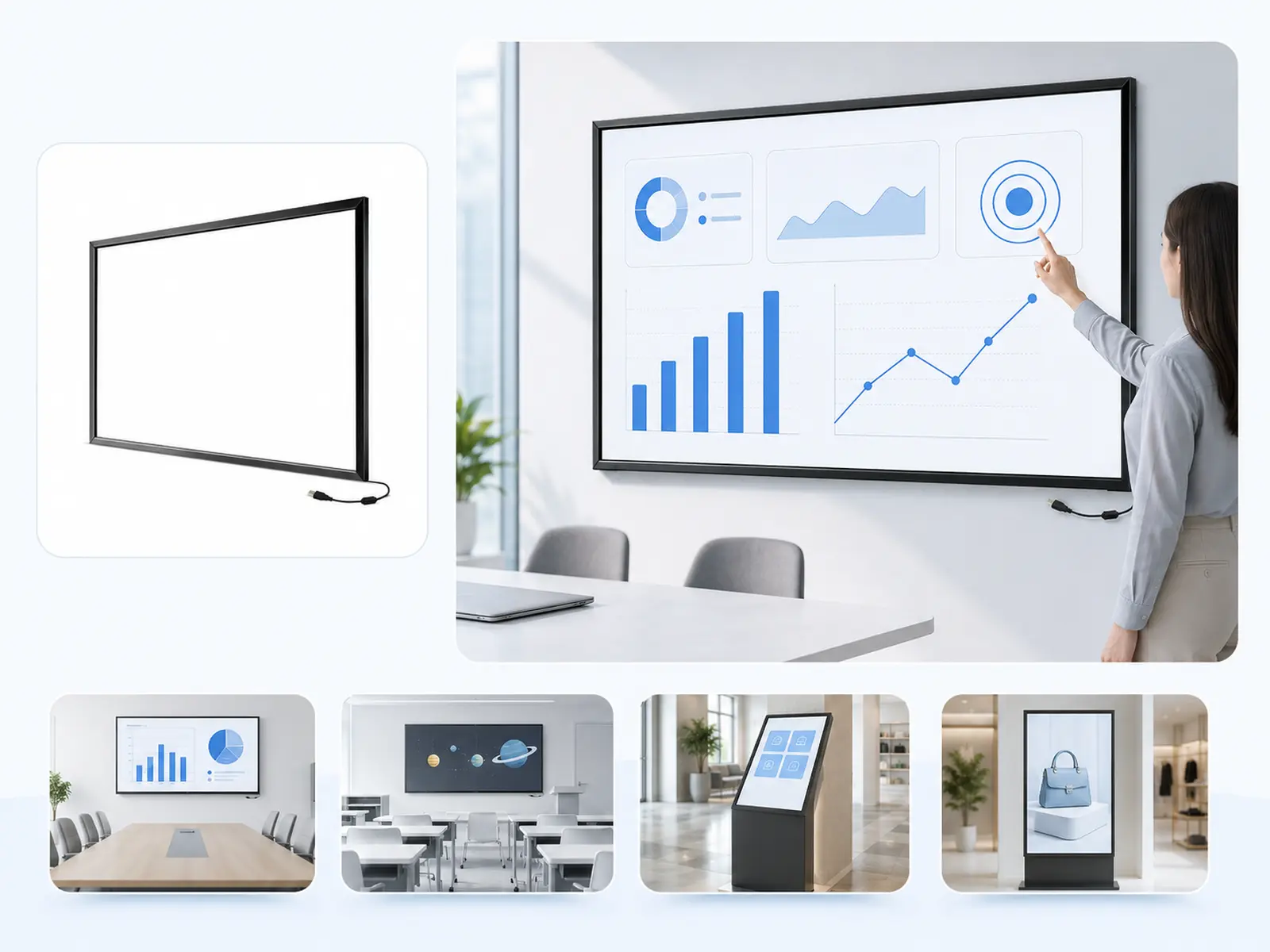 IR touch frame used in an interactive classroom display