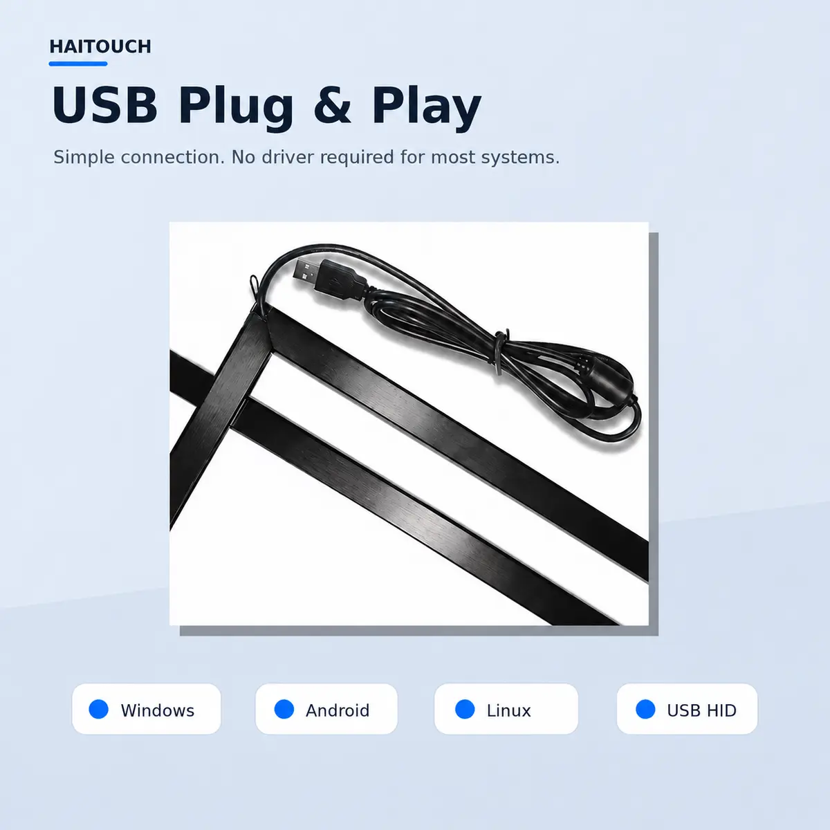 USB plug and play interface for IR touch frame